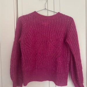 Pink Crew Neck Sweater with Textured Knit